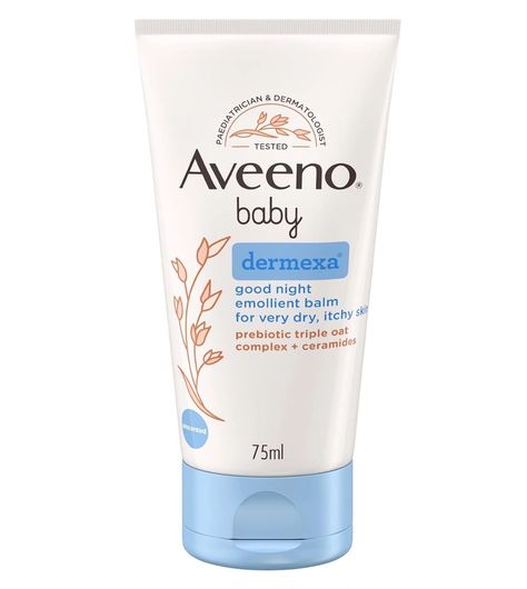 Aveeno Baby Dermexa Night Balm Aveeno Baby Dermexa Good Night Emollient Balm Aveeno baby balm was created to provide immediate soothing and long-lasting moisture through the night, soothing dry skin and reducing itchy sensations so your little one can sleep well all night long. The baby dermexa cream contains calming Triple Oat Complex and Ceramides, chosen to support the skin's structure and rebuild core elements of the epidermis. Its unscented and dye-free formula is gentle and is approved... Aveeno Baby, Baby Balm, Skin Balm, Soothing Baby, Skin Structure, Skin Dryness, Baby Lotion, Benzoic Acid, Sleep Well