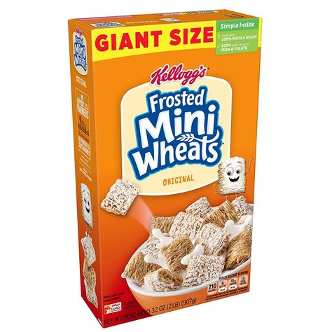 Frosted Mini Wheats, Low Fat Breakfast, Wheat Biscuits, Cereal Packaging, Mini Wheats, Source Of Fiber, Wheat Cereal, Homemade Trail Mix, Whole Grain Cereals