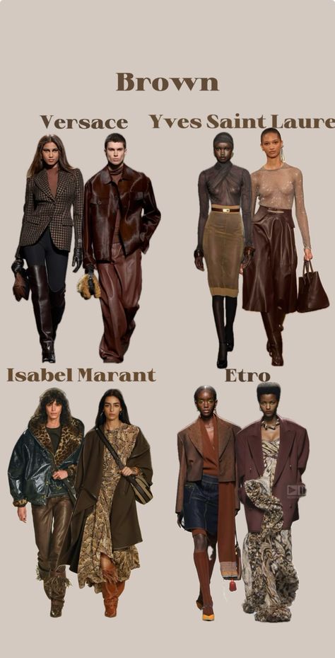 Fall 2024 Fashion Color Palette, Huntress Archetype Aesthetic Outfits, Aw 2024-2025, Fashion Trend 2025/2026, Autumn Outfits Brown, Luxury Vintage Brown Outerwear For Fall, Luxury Vintage Brown Outerwear For Winter, Autumn Boho Outfits, 2025 Trends