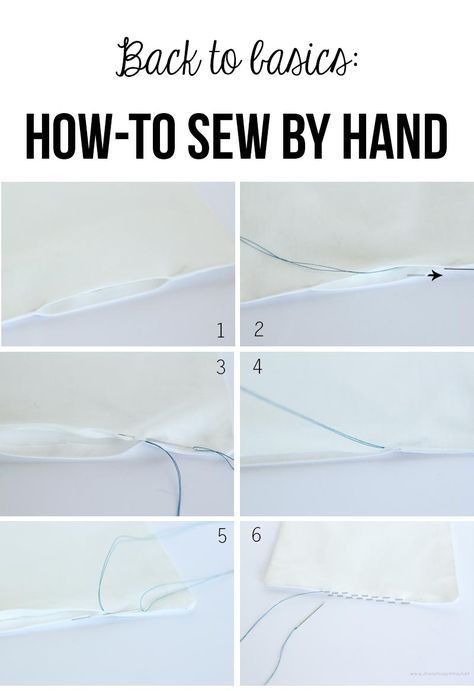 How to sew by hand. I need to learn how to do this so my pillows have a nicer finished look. Sew By Hand, Couture Invisible, Sewing 101, Costura Diy, Pola Sulam, Sewing Stitches, Heirloom Sewing, Sewing Lessons, Sewing Projects For Beginners