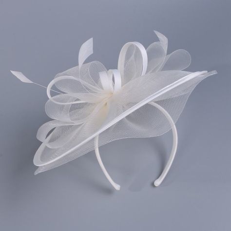 Ladies' Lovely Cambric With Feather Fascinators/Kentucky Derby Hats (196208984) - JJ's House White Fascinator Hats, Fascinator Hats Outfit Classy, White Head Accessories, Fancy Hats Classy, Debut Accessories, Head Fascinator, Fascinator Designs, Vintage Wedding Hats, Fascinator Ideas