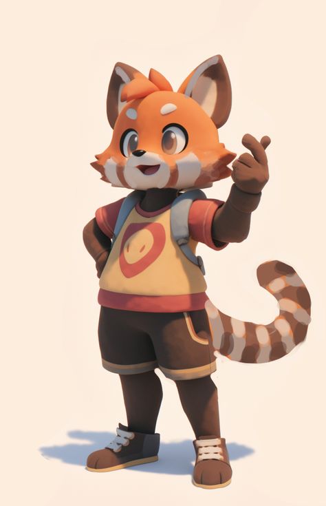 Red Panda Character Design, Red Panda Fursona, Red Panda Character, Combo Panda, Bear Character Design, Fox Mascot, Childhood Memories Art, Fox Character, Chibi Boy