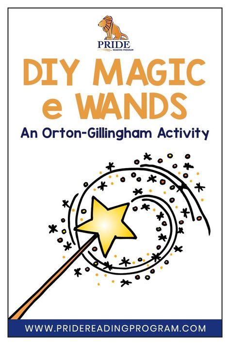 DIY Magic e Wands: An Orton-Gillingham activity. When an e is added to the end of a short vowel sounding word, it changes the sound and also the meaning of the word. The silent e makes the vowel sound long and say its name. For example, rid becomes ride. DIY Magic e Wands are easy to make, fun to use, and are a great way to help your students learn and master the silent e concept. via @pridereading Magic E Wand, Magic E Craft, Silent E Activities, February Homeschool, Orton Gillingham Activities, Kindergarten Homeschool Curriculum, Structured Literacy, Silent E, The Science Of Reading