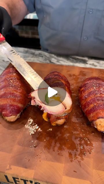 Malcom Reed on Instagram: "BBQ Popper Chicken - chicken breasts stuffed with jalapeños, 2 kinds of cheese, wrapped with bacon and grilled. #howtobbqright #bbqchicken #popperchicken" Bacon Wrapped Stuffed Chicken Breast, Grilled Stuffed Chicken Breast, Grilled Stuffed Chicken, Bacon Wrapped Stuffed Chicken, Chicken Breast With Bacon, Bacon Wrapped Chicken Breast, 4th July Food, Bbq Appetizers, Popper Chicken