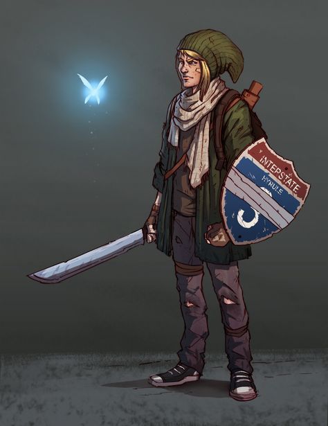 Link Redesign, Post Apocalyptic Outfit, Character Redesign, Post Apocalyptic Games, Hobo Art, Apocalypse Character, Space Story, Apocalypse World, Post Apocalyptic Art