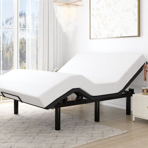 The Twillery Co.® Shreya Adjustable Bed with Wireless Remote & Reviews | Wayfair Bed Base Frame, Adjustable Bed Base, Adjustable Bed Frame, Air Mattresses, Adjustable Bed, Adjustable Mattress, Have A Good Night, Full Size Bed, Bed Base