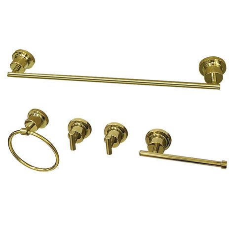 Kingston Brass Concord 5 Piece Bathroom Hardware Set & Reviews | Wayfair Modern Bathroom Accessories Set, 5 Piece Bathroom, Towel Bar Bathroom, Modern Bathroom Accessories, Bathroom Model, Robe Hooks, Bathroom Accessories Sets, Bathroom Hardware Set, Widespread Bathroom Faucet