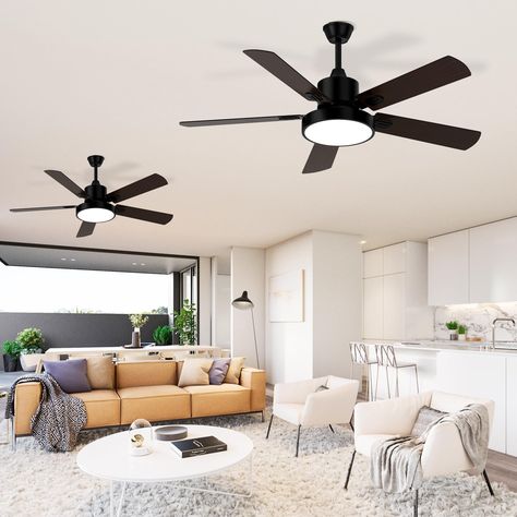 Amazon.com: Obabala Ceiling Fans with Lights and Remote, Outdoor/Indoor Black Fan with Lights for Patio Bedroom Living Room，52 Inch : Tools & Home Improvement Fans In Living Room, Black Fans, Lights For Patio, Ceiling Fans With Lights, Fans With Lights, Outdoor Bedroom, Patio Lighting, Ceiling Fans, Outdoor Indoor