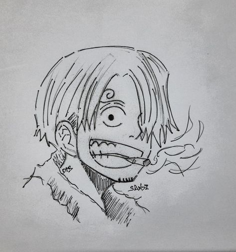 One Piece Sanji Drawing, Sanji Drawing Pencil, One Piece Sketch Drawing, One Piece Art Drawing, One Piece Drawing Sketches, One Piece Sketch, Anime Art Books, Abstract Sketches, Minimalist Drawing