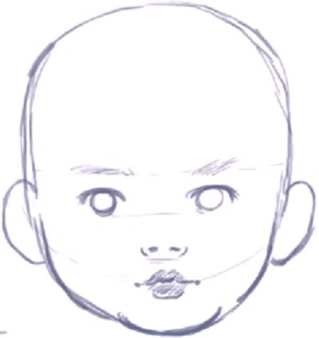 Step 11 - Drawing Baby's Face with Step by Step Lesson Baby Face Drawing, Drawing Baby, Drawing Instructions, How To Draw Steps, 얼굴 그리기, Face Illustration, Baby Faces, Baby Drawing, Face Painting Designs