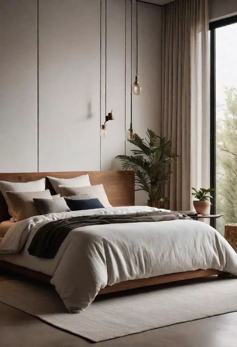 Main Bedroom Ideas Modern, Modern Bedroom Ideas Contemporary, Cozy Minimal Bedroom, Industrial Modern Bedroom, Master's Bedroom, Minimal Bedroom Ideas, Lakeside House, Minimalist Bedroom Ideas, Scandinavian Design Bedroom