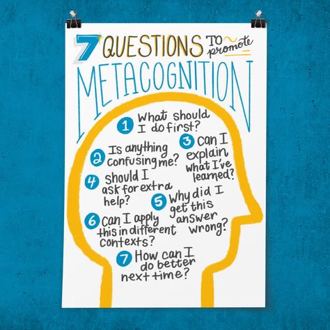 Metacognition Strategies, Teaching Metacognition, Teach Like A Champion, Visible Thinking, Printable Classroom Posters, Executive Functioning Skills, Experiential Learning, Classroom Printables, Educational Psychology