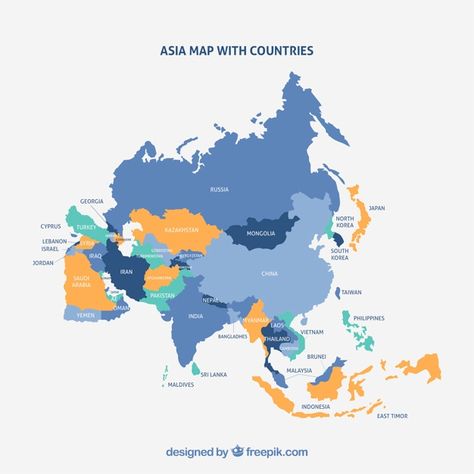 Map of asia continent with different col... | Free Vector #Freepik #freevector #travel #map #world #earth Asia Map Illustration, Peta Asia, World Map Template, Map Of Asia, Philippine Map, Landmark Poster, Asia Continent, Asia Map, Earth Map