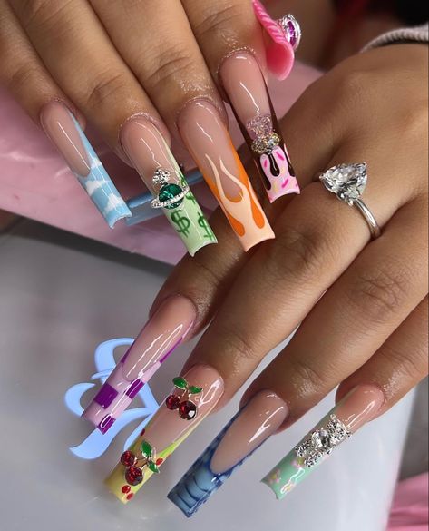 Grabbers Nails, Ambre Nails, Mexican Nails, Graffiti Nails, Long Acrylic Nail Designs, Baddie Nails, Exotic Nails, Acrylic Nails Coffin Pink, Unique Acrylic Nails