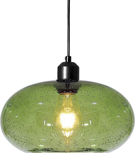 Tsiwgy Modern Green Glass Pendant Light, 1-Light Glass Dome Shade Pendant Lighting Fixture for Kitchen Island, Sink, Counter, Bar,Nursery,Dining Room, Matte Black 10inch Diam - - Amazon.com Glass Pendant Light Kitchen, Kitchen Island Sink, Kitchen Island Hanging Lights, Island Sink, Glass Pendant Lighting Kitchen, Green Pendant Light, Sink Counter, Glass Light Fixtures, Blown Glass Pendant Light