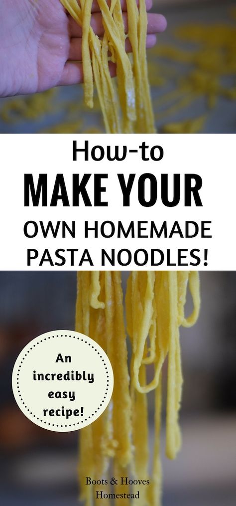 Homemade Spaghetti Noodles, Homemade Pasta Noodles, How To Make Noodles, Noodle Recipes Homemade, Make Homemade Pasta, Make Your Own Pasta, Homemade Egg Noodles, Homemade Pasta Recipe, Pasta Noodle Recipe