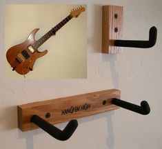 Guitar Hanging Ideas, Diy Guitar Stand, Diy Hanger, Hanging Guitars, Guitar Hangers, Wood Guitar Stand, Wooden Guitar Stand, Guitar Storage, Guitar Wall Hanger