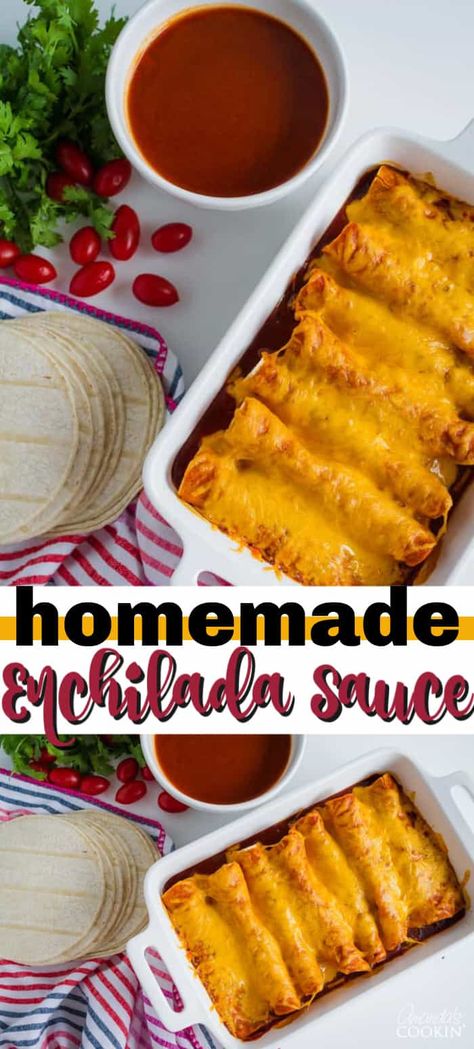 This Homemade Enchilada Sauce is full of flavor and compliments any style of enchilada- whether it be pork, chicken, beef or vegetarian style! #enchiladas #vegetarian #beef #chicken #enchiladasauce #homemade #spanish #roast #mexican #homemadesauce