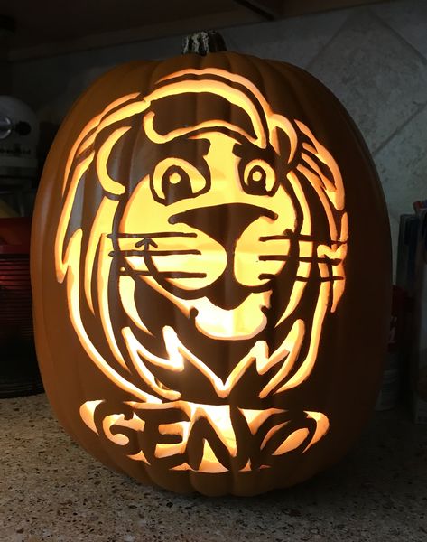 Detroit Lions Pumpkin Carving, Pumpkin Carved Cat, Fish Carved Pumpkin, Moon Carved Pumpkin, Pumkin Carving Intricate, Pumpkin Carvings, Sea Lion, Pumpkin Faces, Halloween Stuff