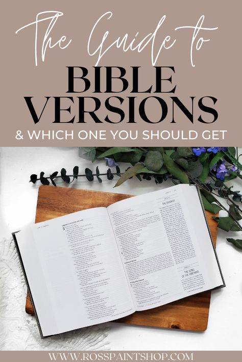 There are a million Bible versions out there. What does that even mean and which one should you get? Read the blog at Ross Paint Shop to learn more about the difference between Bible translations, best Bible versions for beginners, and where to get a personalized Bible if you want one! Best Bible For Beginners, What Bible Should I Buy, What Order Should I Read The Bible, Best Bibles To Buy, Revaluations Bible, What Each Bible Book Is About, Easiest Bible To Understand, Bible Versions Comparison, Bible Tips