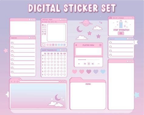 Retro Window Overlay Digital Stickers Aesthetic Goodnotes - Etsy Journal Stickers Digital, Stickers For Digital Notes, Windows Pop Up Aesthetic, Digital Notes Ideas, Good Notes Stickers Png, Goodnotes Notes Template, Digital Stickers Aesthetic, Aesthetic Digital Stickers, Window Overlay