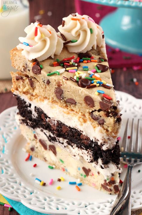 Ultimate Chocolate Chip Cookie Layer Cake - Life Love and Sugar Cookie Layer Cake, Life Love And Sugar, Cookie Dough Cake, Ultimate Chocolate Chip Cookie, Ultimate Cookies, Chocolate Chip Cookie Cake, Slice Of Cake, White Chocolate Chip Cookies, Cookie Cake Recipe