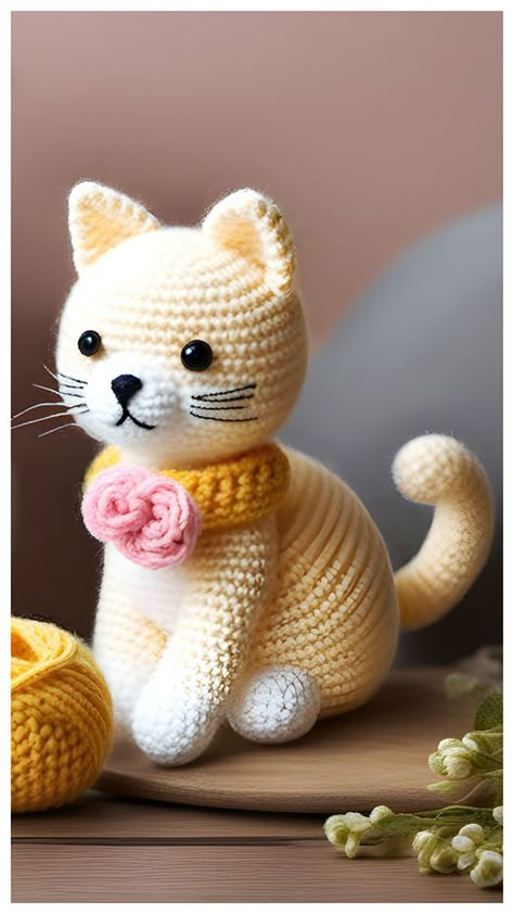 Yarn Diy Projects, Kat Haken, Crochet Star Patterns, Crochet Cat Toys, Crochet Toys Free Patterns, Crochet Dog Patterns, Diy Amigurumi, Crochet Cat Pattern, Cat Crochet