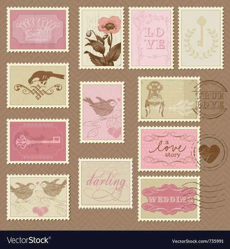 Wedding Design Invitation, Wedding Postage Stamps, Postage Stamp Design, طابع بريدي, Design Invitation, Scrapbook Printing, Vintage Postage Stamps, Vintage Postage, Love Stamps