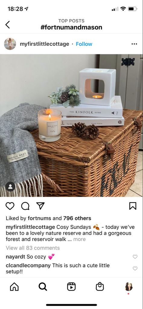 Fortnum And Mason Hamper, Basket Decor Ideas, Kinfolk Home, Basket Decor, Fortnum And Mason, Hamper Basket, Instagram Christmas, Wicker Laundry Basket, Basket Decoration