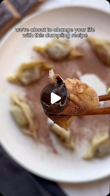 Hu Chocolate on Instagram: "Stop what you’re doing… dessert dumplings just dropped🤩  Hu Chocolate Dumplings Recipe🥟🍫⬇️

Ingredients:
-Pieces of your favorite Hu chocolate bars
-Gluten-free dumpling wrappers
-1 tsp cocoa powder
-Small cup water

Instructions:
-To a dumpling wrapper, add a piece or two of your favorite Hu chocolate bar to the middle. Wet the edges with your finger and seal by pleating the edges.
-Pop on to a steamer basket (if you don’t have one you can pan fry/steam) and steam for 6 minutes.
-Sprinkle cocoa powder over top and enjoy!

#hukitchen #getbacktohuman #dumplings #dessertdumpling #dessertrecipe #easydessertrecipe #chocolatelover #chocolaterecipes #dessertideas #sweettreat #treattime" Chocolate Dumplings, Gluten Free Dumpling Wrappers, Dessert Dumplings, Gluten Free Dumplings, Hu Chocolate, Dumpling Wrapper, Dumpling Wrappers, Pan Fry, Dumplings Recipe