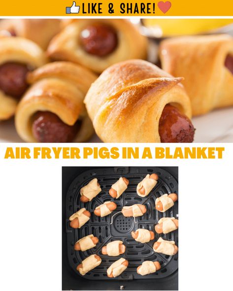 Air Fryer Pigs In A Blanket Crescent Pigs In A Blanket, Homemade French Fries, Classic Appetizers, Quick And Easy Appetizers, Crescent Roll Dough, Pigs In A Blanket, Favorite Appetizers, Great Appetizers, Crescent Rolls