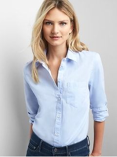 Womens:The Work Shop|gap Oxford Shirt Women Outfit, Oxford Outfit, Oxford Shirt Outfit, Shirt Women Outfit, Oxford Shirt Women, Business Casual Top, Business Casual Shirts, Womens Fashion Casual Spring, Casual Shirt Women