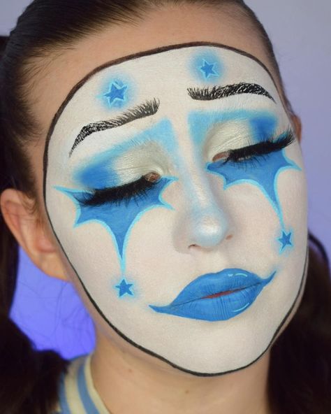 clown makeup, clown makeup inspo, blue clown makeup, blue clown, clown halloween makeup,halloween makeup, halloween makeup ideas, halloween inspo, makeup, creative makeup, makeup idea, makeup look, makeup trends, makeup inspiration, makeup inspo, makeup Ideas, makeup lover, beauty makeup, bold makeup, editorial makeup, face paint, face art, body paint, body paint look, makeup looks, makeup looks crazy, makeup looks ideas creative, makeup looks creative, makeup looks aesthetic, makeup looks ideas Blue And White Clown Makeup, Blue Makeup Looks Halloween, Clown Face Paint Ideas, Blue Clown Makeup, Face Paint Ideas Aesthetic, Makeup Looks Crazy, Crazy Makeup Looks, Makeup Looks Aesthetic, Makeup Looks Creative