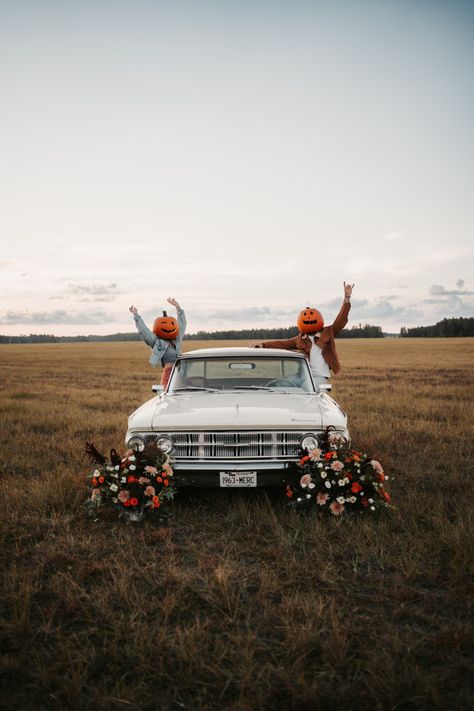 Fall Car Photoshoot, Halloween Fall Photoshoot, Hearse Photoshoot, Halloween Car Photoshoot, Truck Fall Photoshoot, Pumpkin Wheelbarrow, Spooky Halloween Photoshoot, Pumpkin Patch Business, Ghost Shoot