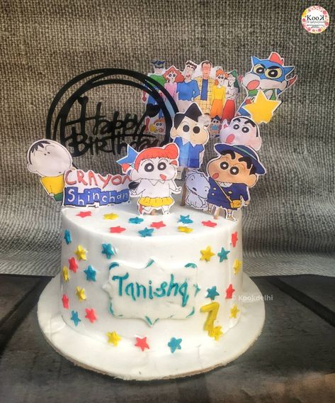 Cartoon theme Truffle cake - Shinchan!! Shinchan Theme Birthday Party Decoration, Shinchan Theme Cake, Shinchan Cake Birthday, Shinchan Cake, Truffle Cake, Cake Story, 4k Wallpaper For Mobile, Cartoon Theme, Cake Truffles