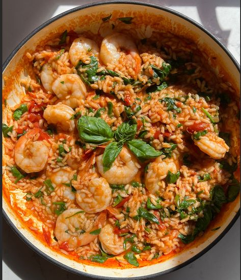 Giada's One Pan Italian Shrimp and Rice Shrimp And Rice Dishes, Italian Shrimp, Shrimp And Rice Recipes, Giada Recipes, Italian Rice, Shrimp And Rice, Arborio Rice, Fish Dinner, Dinner Sides