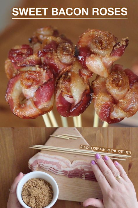 Sweet Bacon, Bacon Roses, Perfect Bacon, Quick Appetizer, Make Bacon, Disneyland Ears, Chocolate Bacon, How To Make Bacon, Rose Recipes