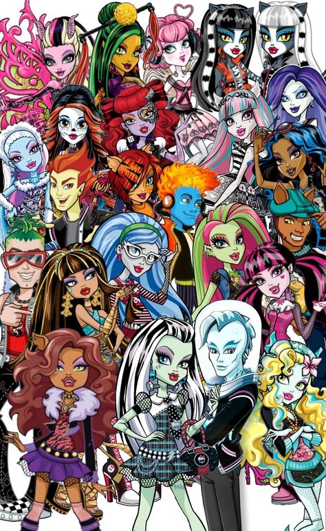 Monster High Wallpaper All Characters, Monster High Og Characters, Monster High Main 6, Monster High Group Picture, Monster High Official Art, All Monster High Characters, Monster High Characters Names, Monster High Halloween, Monster High Costume