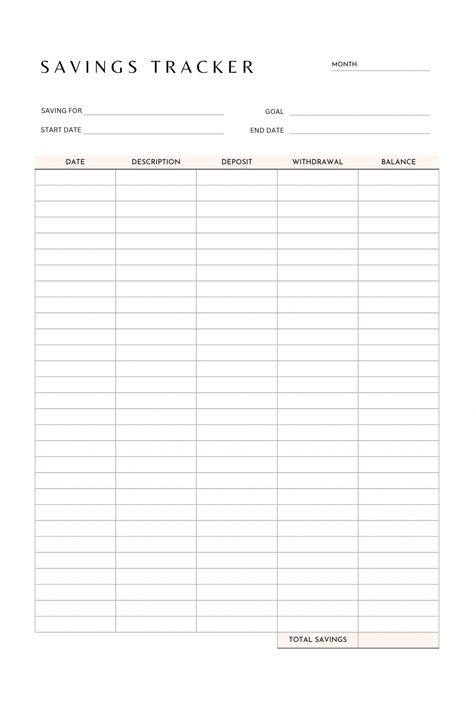 Looking for a perfect saving tracker template to kick start your saving goal? This printable saving tracker is designed with simplicity in mind to help inspire you to start saving. It features relevant information from date, description, deposit, withdrawal and balance to get you started. Click to shop this saving printable and browse through other finance planner to start your journey! Saving Tracker Printable Free, Money Saving Template, Saving Money Weekly, Savings Tracker Template, Saving Template, Money Saving Tracker, Budget Planner Ideas, Journaling Templates, Travel Budget Planner