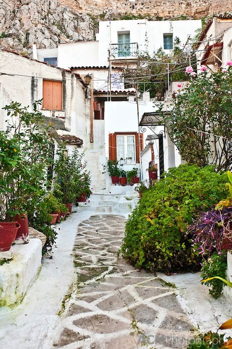 Anafiotika, Athens, Greece Plaka Athens, Athens City, Pedestrian Street, Village Life, Athens Greece, Beautiful Architecture, Greece Travel, Street Scenes, Places Around The World