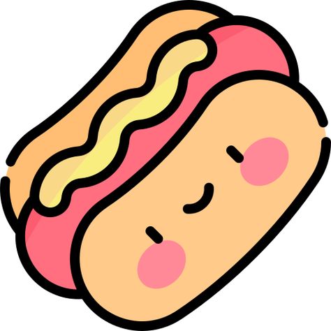 Kawaii Hot Dog, Cute Random Drawings, Food Drawing Easy, Food And Restaurant, Cute Food Drawings, Cute Doodles Drawings, Cute Kawaii Drawings, Cute Doodle Art, Cute Cartoon Drawings