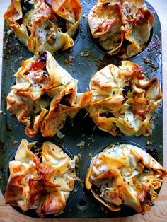 Veggie Bundles Wrapped in Phyllo                                                                                                                                                                                 More Dough Dinner Recipes, Veggie Bundles, Phyllo Recipes, Dinner Recipes Vegetarian, Phyllo Dough, Recipes Vegetarian, Muffin Tin, Veggie Dishes, Pastry Recipes