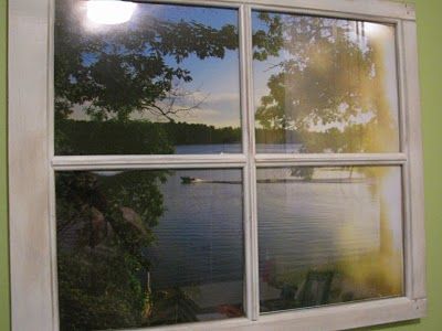 a faux window! (for windowless, boring, tiny powder room...) Faux Window Ideas, Window Above Kitchen Sink, Windowless Kitchen, Faux Windows, Window Over Sink, Window Frame Picture, Tiny Powder Room, Above Kitchen Sink, Fake Window