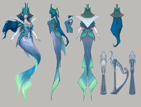 Mermaid Character Design Sirens, Legend Of Ace, Mermaid Anime, Siren Design, Villain Outfits, Fantasy Mermaids, Siren Mermaid, Character Design Girl, Mermaid Drawings