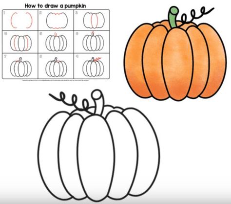 Draw A Pumpkin, Baby Lock Sewing Machine, Pumpkins For Halloween, How To Make Letters, Plant Doodle, Planting Pumpkins, Painting Pumpkins, Pumpkin Drawing, Watercolor Brush Pen