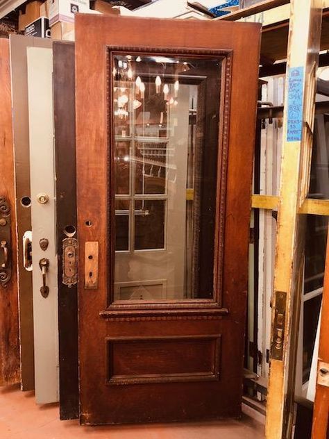 Folk Victorian House, Vintage Screen Doors, Antique Door Hardware, Folk Victorian, Entry Doors With Glass, Porch Remodel, Victorian Door, Vintage Doors, Front House