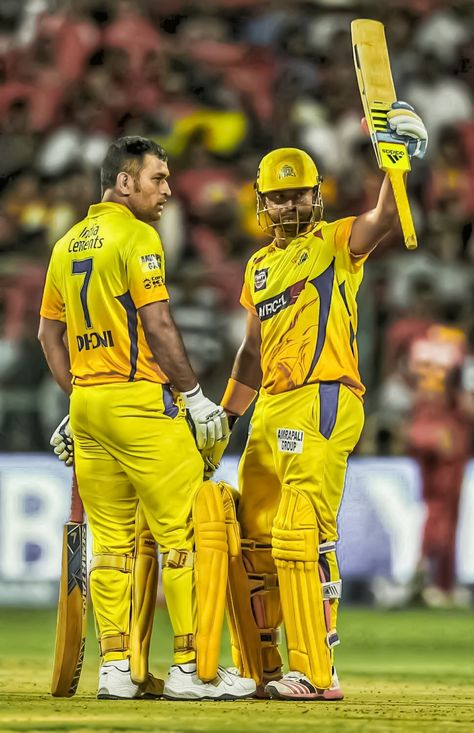 Most dangerous combination..... Dhoni and Raina..... Chennai super kings Dhoni Csk, Ms Doni, Suresh Raina, Ipl Live, Dhoni Photos, Ms Dhoni Wallpapers, India Cricket Team, World Cricket, Ms Dhoni Photos