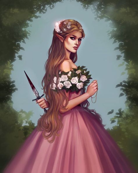 Fanart Acotar, Acotar Aesthetic, Elain Archeron, Books Characters, Sjm Universe, Bookish Art, Roses Book, Feyre And Rhysand, Book Fanart