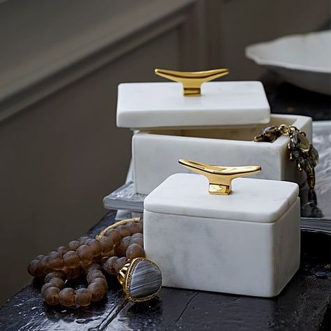 Marble Cleat Boxes | west elm Marble Objects, Bathroom Amenities, Pottery Plant Pot, Bowl Ideas, Marble Box, 3d Furniture, Diy Display, Marble Bowl, Necklace Storage