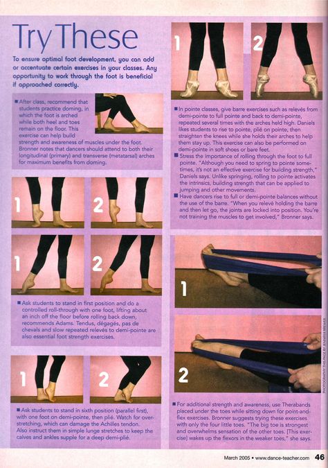 Developing Foot Strength - Dance Teacher Ballet Stretches, Teacher Magazine, Dance Stretches, Foot Exercises, Belly Dancing Classes, Ballet Technique, Mikhail Baryshnikov, Ballet Workout, Highland Dance